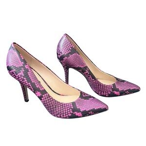 Women's Nine West Heels 7.5 Pink Black Snake Print